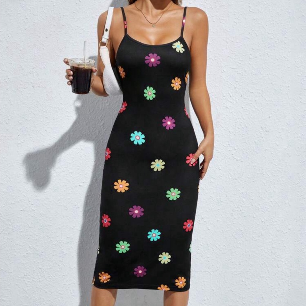 Shein petite floral print cami bodycon dress